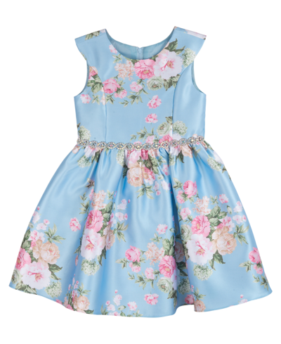 Rare Editions Kids' Little & Toddler Girls Printed Mikado Social Dress In Blue