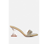 London Rag Hiorda Knotted Rhinestone Embellished Spool Heel Sandals In Latte