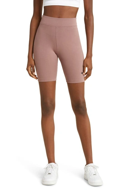 Nike Women's  Sportswear Classic High-waisted 8" Biker Shorts In Smokey Mauve/ Black