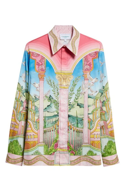 Casablanca Cuban Collar Long Sleeve Shirt In Le_jardin_ideal