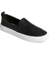 Sperry Crest Twin Gore Womens Perforated Leather Casual And Fashion Sneakers In Black