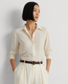 Ralph Lauren Silk Collared Blouse In Mascarpone Cream