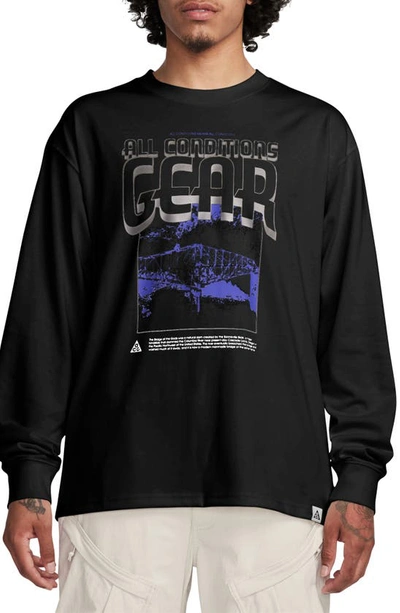 Nike Dri-fit Acg Oversize Long Sleeve Graphic T-shirt In Black