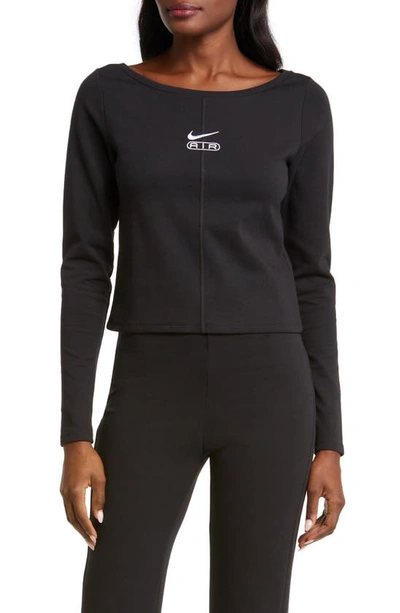 Nike Air Crop Long Sleeve T-shirt In Black