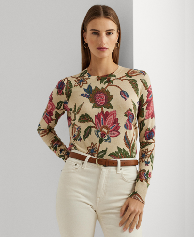 Lauren Ralph Lauren Floral Cotton-blend Sweater In Cream Multi