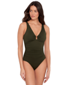 Ralph Lauren Ring Over The Shoulder One Piece Swimsuit In Olive