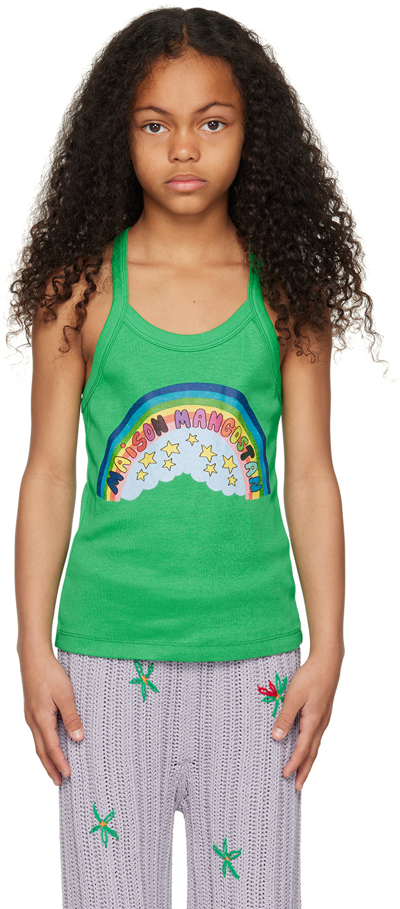 Maison Mangostan Kids Green Rainbow Tank Top