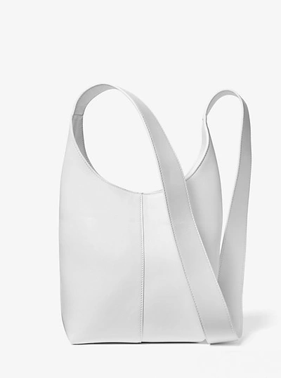 Michael Kors Dede Mini Leather Hobo Bag In White