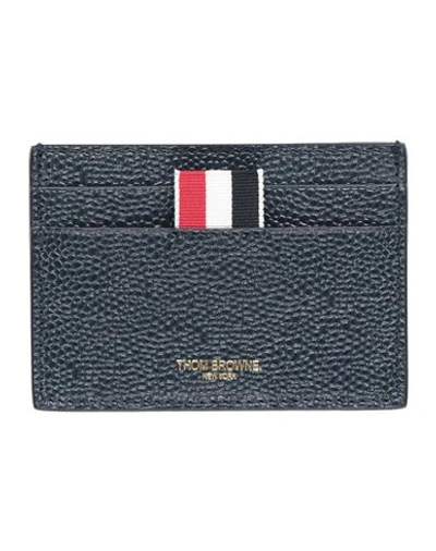 Thom Browne Man Document Holder Midnight Blue Size - Soft Leather In Grey