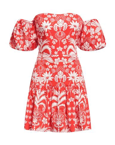Borgo De Nor Ziggy Off-the-shoulder Floral-print Cotton Mini Dress In Red