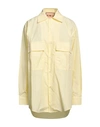 PLAN C PLAN C WOMAN SHIRT LIGHT YELLOW SIZE 4 POLYAMIDE, COTTON