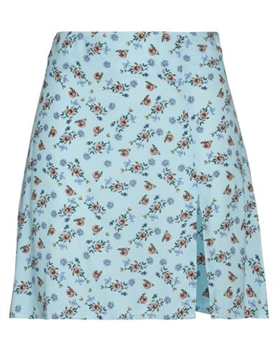 Mar De Margaritas Woman Mini Skirt Sky Blue Size L Viscose, Polyester