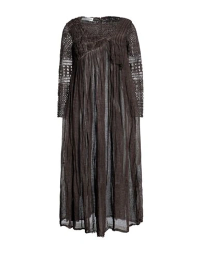 Un-namable Woman Midi Dress Dark Brown Size 8 Cotton, Linen