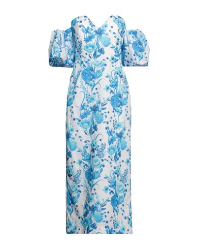 Borgo De Nor Tati Off-the-shoulder Floral-print Linen Dress In Blue