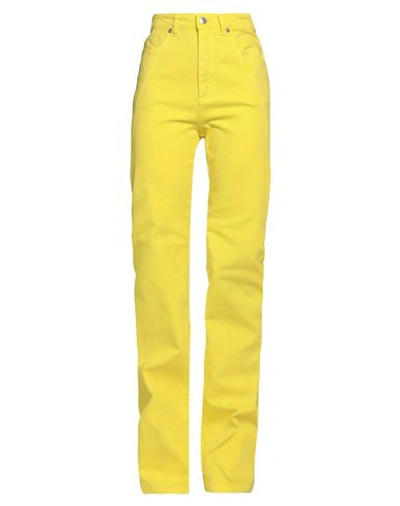 N°21 Woman Pants Yellow Size 27 Cotton, Elastane