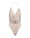 Gauge81 Manaus Open-back Draped Stretch-jersey Halterneck Bodysuit In Beige