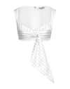 Attico Stacy Striped Crop Top W/ Knot In White