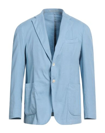 Bagnoli Sartoria Napoli Man Blazer Sky Blue Size 42 Linen, Cotton, Elastane