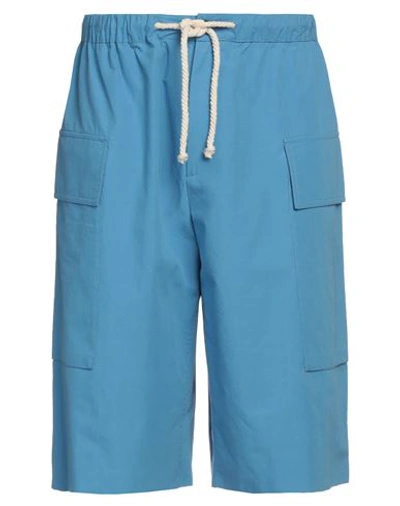 Jil Sander Man Shorts & Bermuda Shorts Azure Size 34 Cotton In Blue