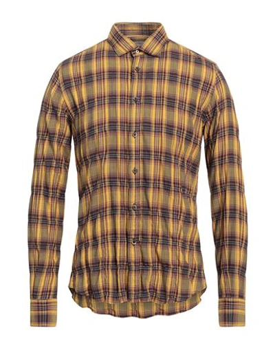 Portofiori Man Shirt Yellow Size 17 Cotton, Polyester
