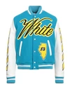 OFF-WHITE OFF-WHITE MAN JACKET AZURE SIZE 38 LAMBSKIN, VIRGIN WOOL, POLYAMIDE