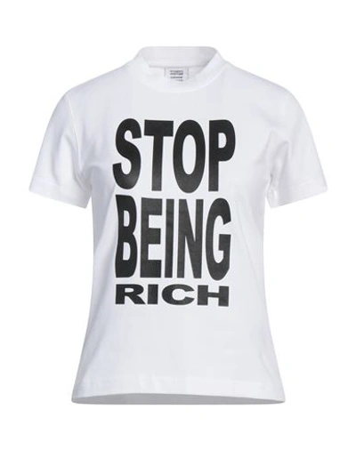 Vetements Slogan Printed T In White