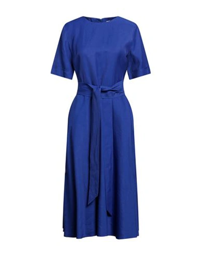 P.a.r.o.s.h P. A.r. O.s. H. Woman Midi Dress Bright Blue Size Xs Viscose, Linen In Blue