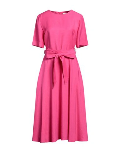 P.a.r.o.s.h P. A.r. O.s. H. Woman Midi Dress Fuchsia Size Xs Viscose, Linen In Pink