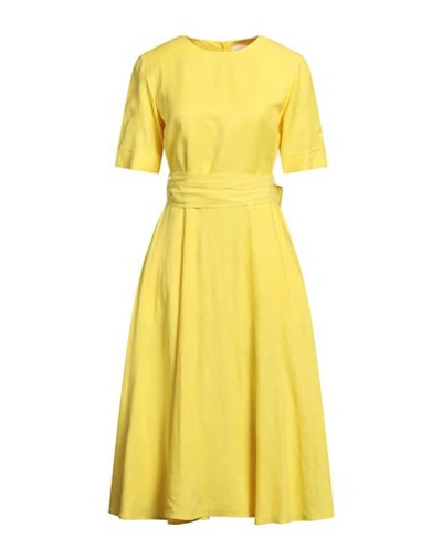 P.a.r.o.s.h P. A.r. O.s. H. Woman Midi Dress Yellow Size L Viscose, Linen