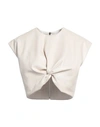 Msgm Woman Top Beige Size 4 Polyester In Beige