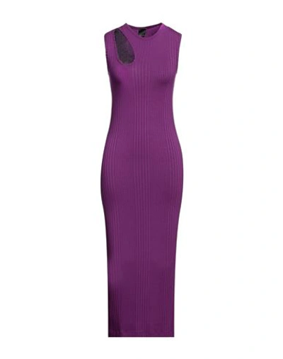 Pinko Woman Midi Dress Purple Size M Viscose, Elastane