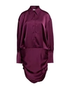 Attico The  Woman Mini Dress Deep Purple Size 6 Polyester In Purple