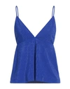 Dsquared2 Woman Top Bright Blue Size M Viscose, Glass