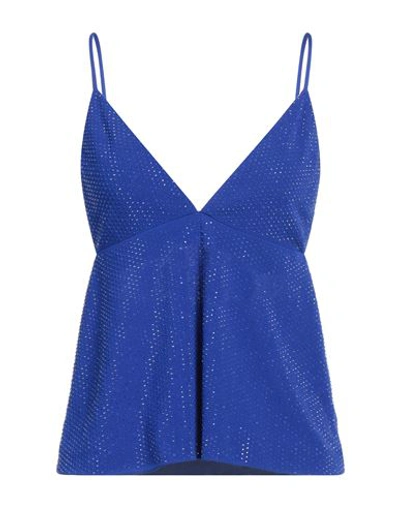 Dsquared2 Woman Top Bright Blue Size M Viscose, Glass