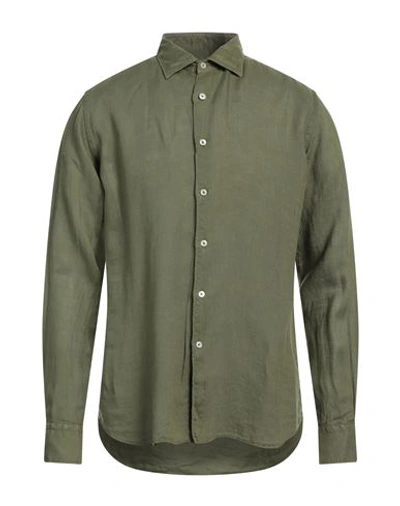 Xacus Man Shirt Military Green Size 16 ½ Linen