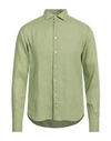Xacus Man Shirt Sage Green Size 15 Linen