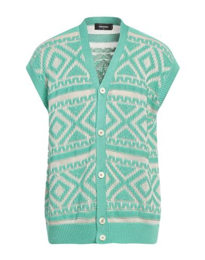 Dsquared2 Man Cardigan Light Green Size M Cotton, Linen