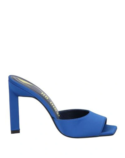 Attico The  Woman Sandals Bright Blue Size 10 Textile Fibers