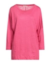 Purotatto Woman T-shirt Fuchsia Size 8 Linen In Pink