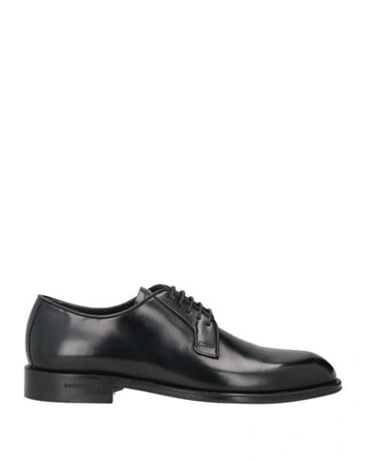 Dsquared2 Man Lace-up Shoes Black Size 9 Soft Leather