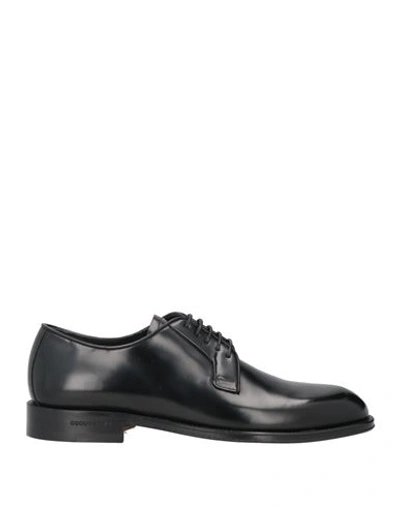 DSQUARED2 DSQUARED2 MAN LACE-UP SHOES BLACK SIZE 8.5 SOFT LEATHER