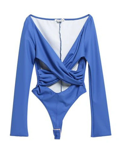 Alessandro Vigilante Woman Bodysuit Navy Blue Size 6 Polyester, Polyurethane, Elastane