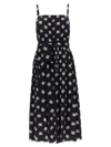 Dolce & Gabbana Printed Waist Belted Dress With Pleated Skirt
