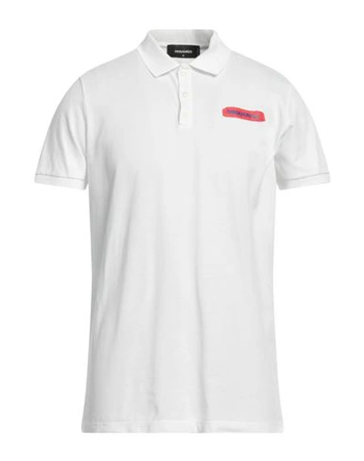 Dsquared2 Man Polo Shirt White Size Xxl Cotton