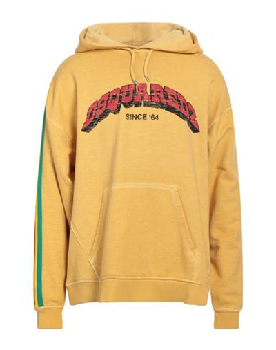 Dsquared2 Man Sweatshirt Yellow Size L Cotton