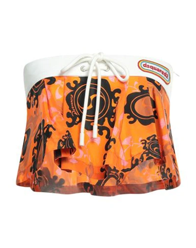 Dsquared2 Woman Top Orange Size 4 Polyamide, Polyester