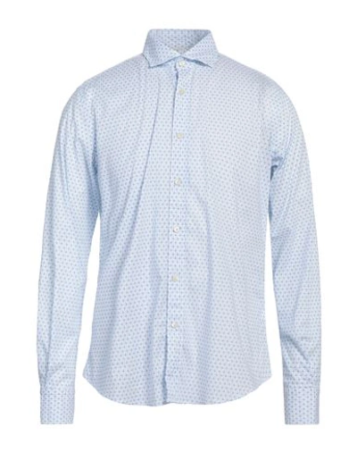 Portofiori Man Shirt Sky Blue Size 16 Cotton, Elastane