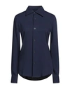 Ami Alexandre Mattiussi Woman Shirt Navy Size 2 Viscose, Elastane In Navy Blue
