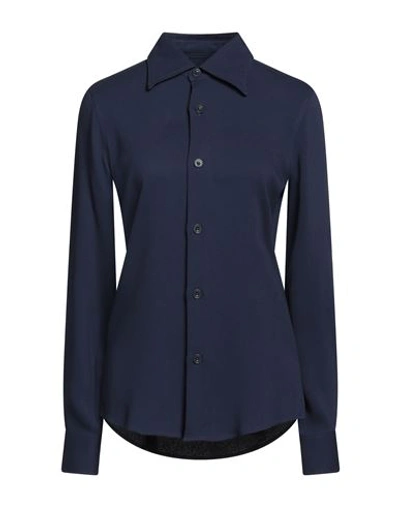 Ami Alexandre Mattiussi Woman Shirt Navy Blue Size 8 Viscose, Elastane