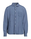 Hartford Man Shirt Slate Blue Size Xxl Linen